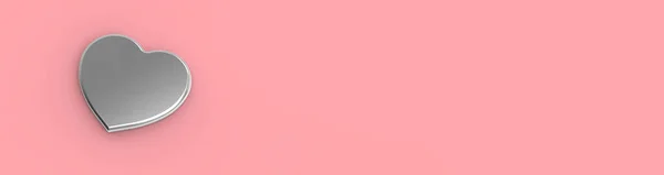 Metal Heart Pink Background Valentine Day Banner Insertion Site Image — Stock Fotó