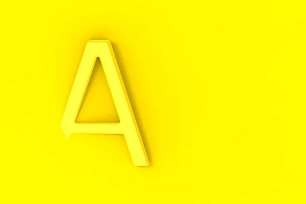 文字Aは黄色の背景をしています 手紙の一部は背景に没頭している 水平画像 3D画像 3Dレンダリング — ストック写真