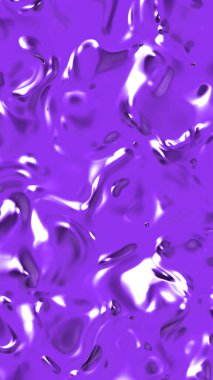 Cam yüzey mor renginin soyut dokusu. Suyun parlak yüzeyi. Sıvı erimiş altın dokusu. Dikey görüntü. 3 boyutlu görüntü. 3B görüntüleme.