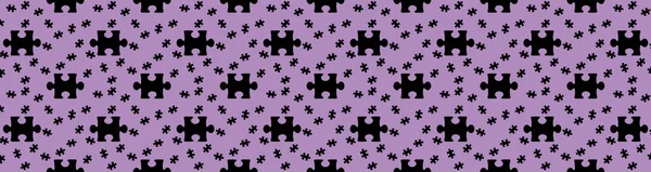 Schema Senza Soluzione Continuità Immagine Elementi Puzzle Nero Sfondi Viola — Foto Stock