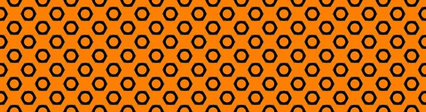 Seamless Pattern Image Nut Orange Background Black Hexagon Banner Insertion — Stock Photo, Image
