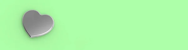 Cuore Metallo Sfondo Verde Pistacchio San Valentino Banner Inserire Nel — Foto Stock