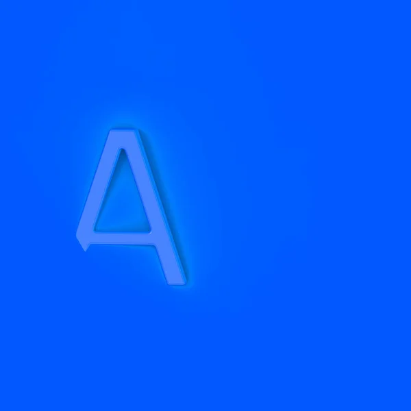 字母A是蓝色背景的蓝色 部分信件沉浸在背景中 正方形图像 3D图像 3D渲染 — 图库照片