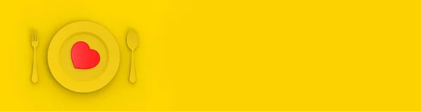 Placa Amarela Fundo Amarelo Lado Placa Está Uma Colher Amarela — Fotografia de Stock