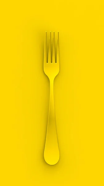 Fork Yellow Yellow Background Vertical Image Image Rendering — Stock Photo, Image