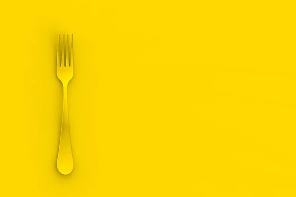 Fork Yellow Yellow Background Horizontal Image Image Rendering — Stock Photo, Image