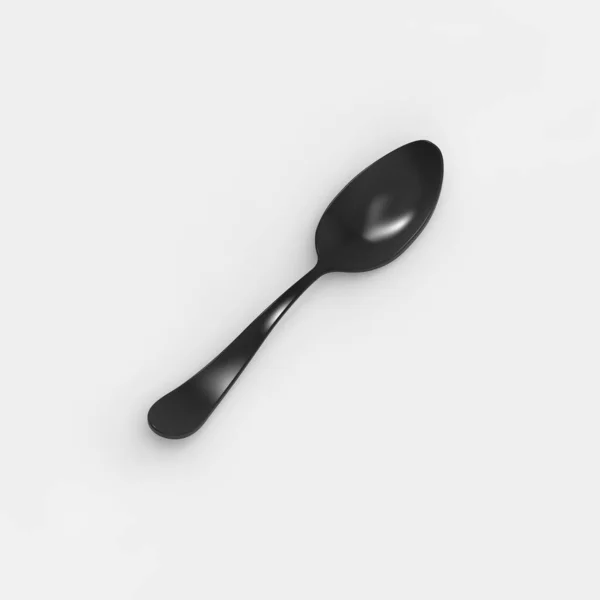 Spoon Black Gray Background Isolated Object Perspective View Square Image — Stock Photo, Image