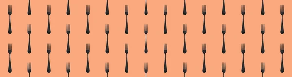 Seamless Pattern Fork Top View Pastel Red Orang Background Template — Stock Photo, Image