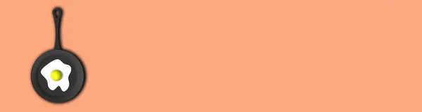 Een Gebakken Koekenpan Pastelrode Oranje Ondergronden Zicht Van Boven Van — Stockfoto