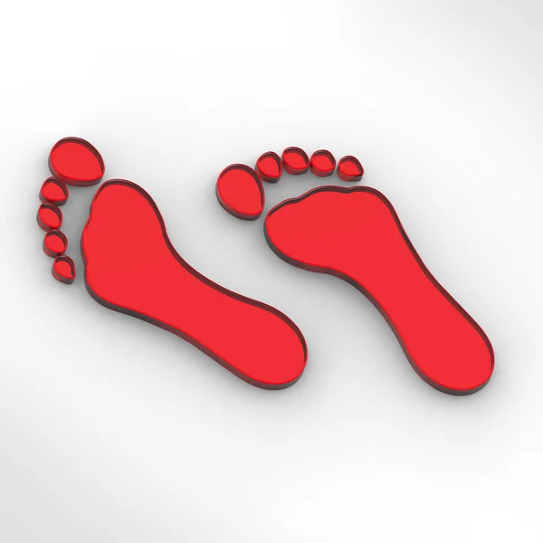 两只赤脚的红玻璃杯 赤脚走近 正方形图像 3D图像 3D渲染 — 图库照片