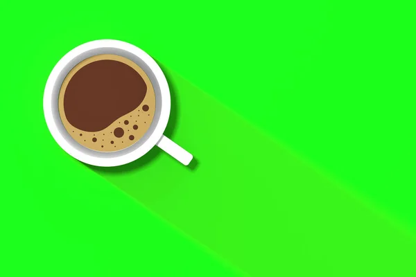 Una Taza Café Blanco Sobre Fondo Verde Neón Sombra Larga —  Fotos de Stock