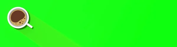 Una Tazza Caffè Bianco Sfondo Verde Neon Lunga Ombra Dalla — Foto Stock