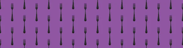 Seamless Pattern Fork Top View Violet Purpur Background Template Applying — Stock Photo, Image