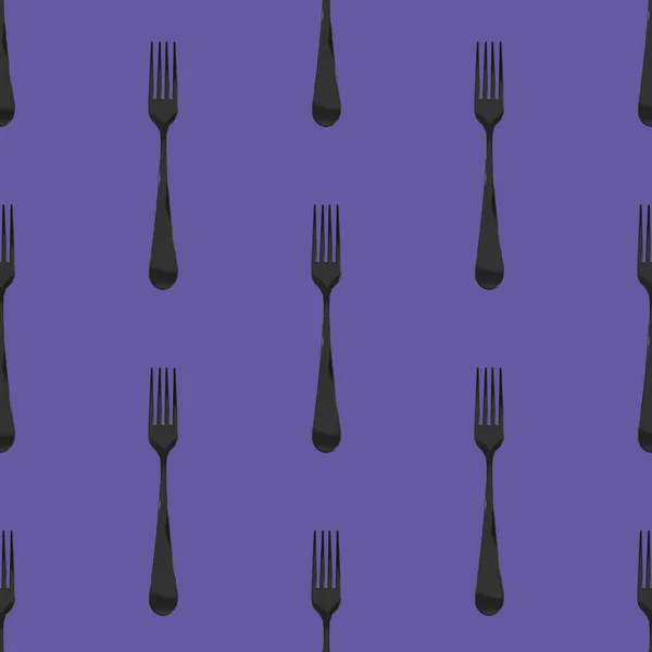 Seamless Pattern Fork Top View Fiolet Background Template Applying Surface — Stock Photo, Image