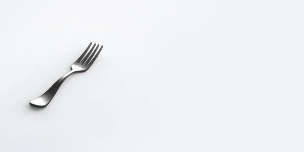 Fork Preto Fundo Cinza Objeto Isolado Imagem Horizontal Banner Para — Fotografia de Stock