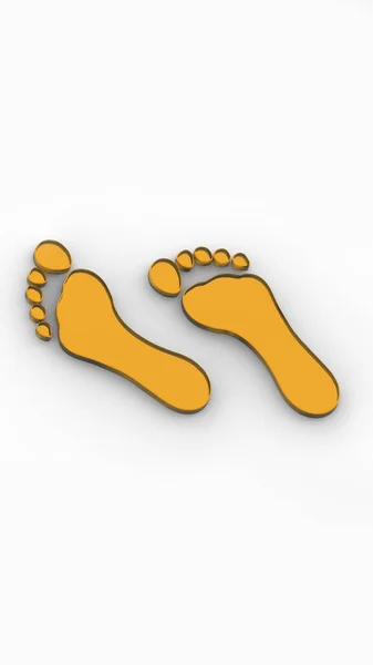 Two Brown Glass Bare Footprints Bare Footprint Close Vertical Image — Fotografia de Stock