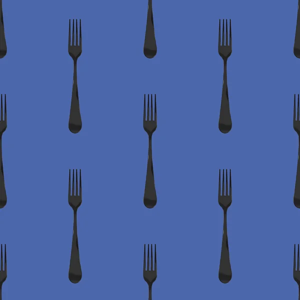 Nahtloses Muster Gabel Von Oben Auf Blauem Hintergrund Vorlage Zum — Stockfoto