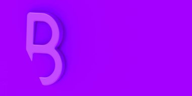 B harfi menekşe arkaplan menekşesi. Mektubun bir kısmı arka planda kaldı. Bölgeye yerleştirme pankartı. Yatay görüntü. 3 boyutlu görüntü. 3B görüntüleme.