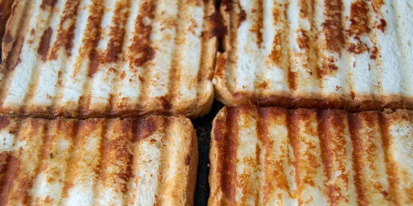 Toast Bread Grilled Bread Sandwiches Traces Grill Bread Soaked Fat — Zdjęcie stockowe