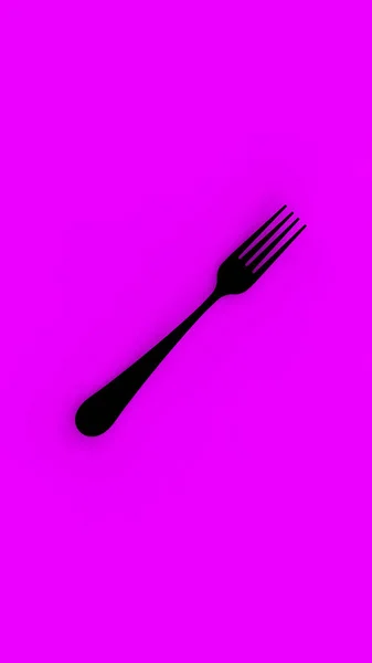 Fork Black Violet Background Isolated Object Vertical Image Image Rendering — Stock Photo, Image