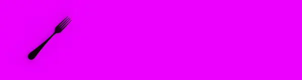 Вилка Черная Фиолетовом Фоне Изолированный Объект Знамя Вставки Сайт Горизонтальное — стоковое фото