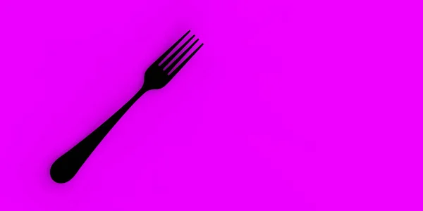 Fork Black Violet Background Isolated Object Banner Insertion Site Horizontal — Foto Stock
