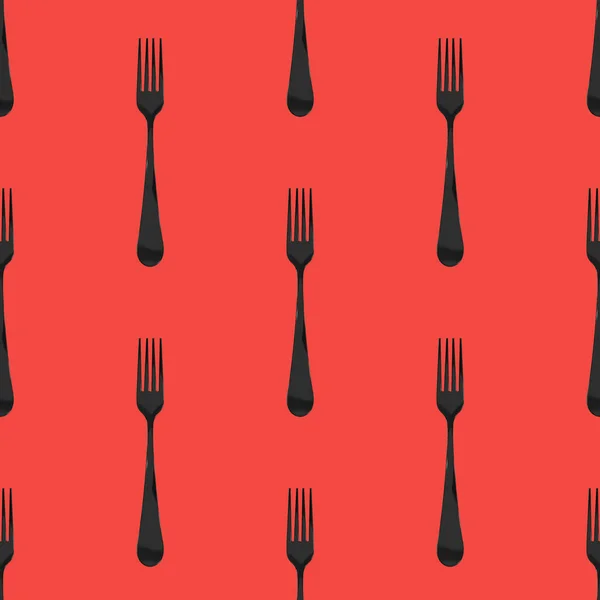 Seamless Pattern Fork Top View Red Background Template Applying Surface — Stock Photo, Image