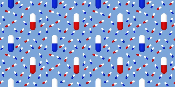 Rysunek Kapsułek Medycznych Niebieskim Tle Szablon Stosowania Powierzchni Medycyny Wzór — Zdjęcie stockowe