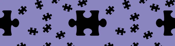 パターンだ パステルブルーの紫色の背景に黒いパズル要素のイメージ 表面に適用するためのテンプレート サイトへの挿入のためのバナー 3D画像 3Dレンダリング — ストック写真