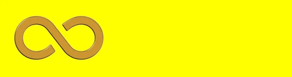 Sinal Infinito Dourado Isolado Sobre Fundo Amarelo Símbolo Infinito Banner — Fotografia de Stock