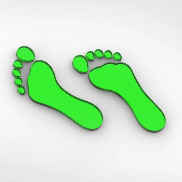 两只绿色的杯子 没有脚印 赤脚走近 正方形图像 3D图像 3D渲染 — 图库照片