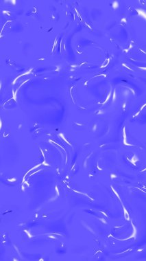 Mavi cam yüzeyinin soyut dokusu. Suyun parlak yüzeyi. Sıvı erimiş altın dokusu. Dikey görüntü. 3 boyutlu görüntü. 3B görüntüleme.