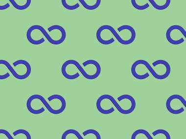 Desen. Sonsuzluk işareti mavi, sarı yeşil arka planda izole edilmiş. Sonsuzluğun sembolü. Yatay görüntü. 3 boyutlu görüntü. 3d oluşturma