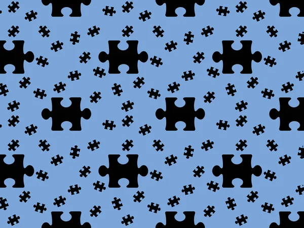 Modello Immagine Elementi Puzzle Nero Sfondo Blu Pastello Enigma Modello — Foto Stock