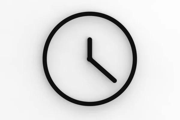 Aiguilles Noires Horloge Sur Mur Blanc Concept Temps Image Horizontale — Photo