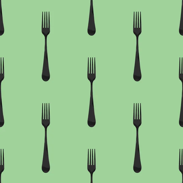 Seamless Pattern Fork Top View Yellow Green Background Template Applying — Stock Photo, Image