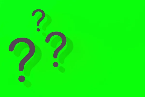Fragezeichen Mit Schatten Auf Grünem Hintergrund Antworten Auf Fragen Horizontalbild — Stockfoto