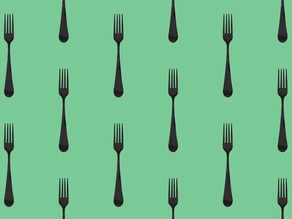 Pattern Fork Top View Pastel Green Background Template Applying Surface — Stock Photo, Image