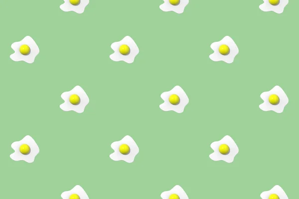Шаблон Изображение Куриного Яйца Бледно Желтом Зеленом Фоне Яйцо Круглым — стоковое фото