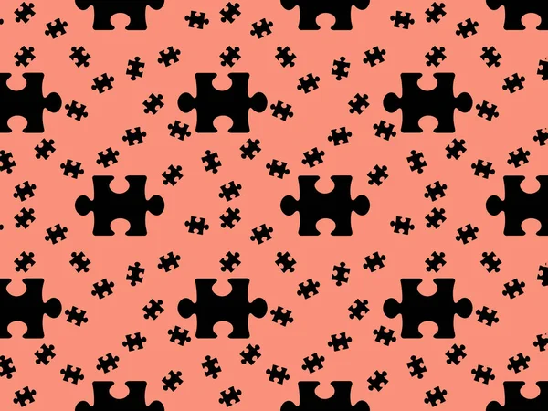 Patroon Afbeelding Van Zwarte Puzzelelementen Pastelrode Achtergronden Raadsel Model Voor — Stockfoto
