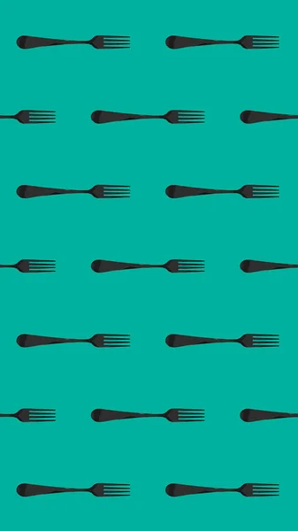 Pattern Fork Top View Pastel Green Blue Background Template Applying — Stock Photo, Image