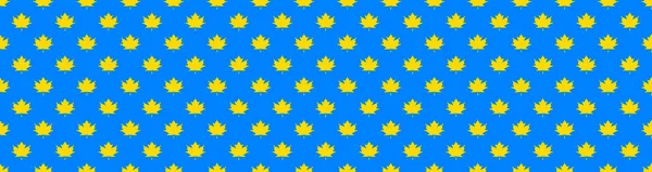 Seamless Pattern Yellow Maple Leaves Blue Background Template Application Surface — Fotografia de Stock