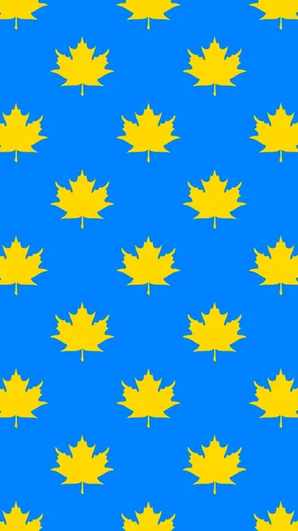 Seamless Pattern Yellow Maple Leaves Blue Background Template Application Surface — Stockfoto