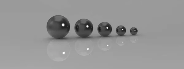 Five Balls Different Sizes Gray Background Concept Growth Anything Profit — Stock Photo, Image