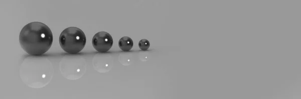 Five Balls Different Sizes Gray Background Concept Growth Anything Profit — Photo