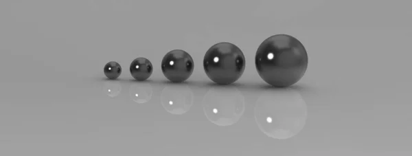 Five Balls Different Sizes Gray Background Concept Growth Anything Profit — Stock Photo, Image
