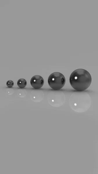 Five Glass Balls Different Sizes Balls Different Sizes Gray Background — Stock Photo, Image