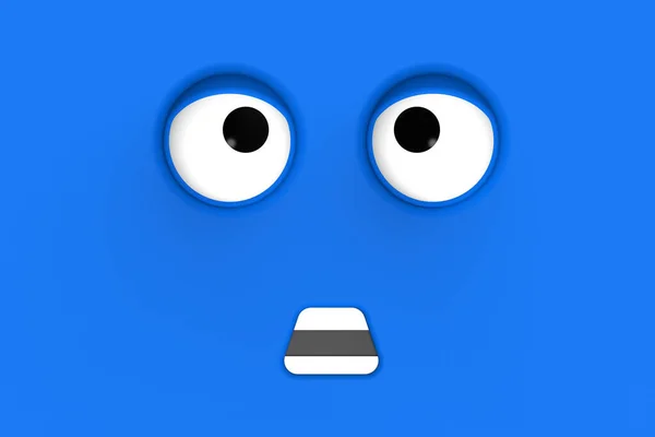 Blue Face Cute Character Cute Face Stupid Face Emotion Surprise — Stock Photo, Image