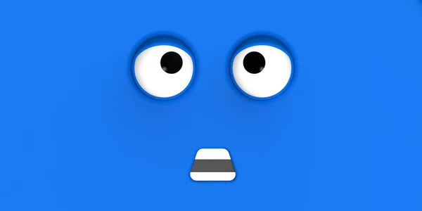 Blue Face Cute Character Cute Face Stupid Face Emotion Surprise — Stockfoto