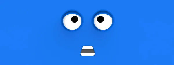 Cuki Karakter Kék Arca Aranyos Arc Hülye Arc Érzelmi Meglepetés — Stock Fotó